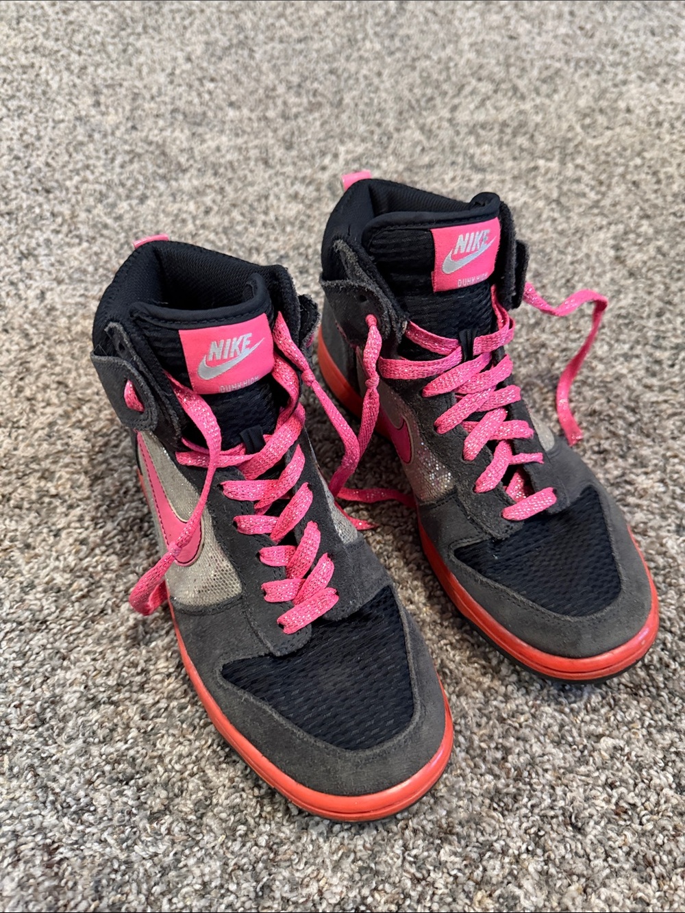 Nike Dunk High 6.0 Premium 'Black Silver Sequin' featuring Pink Size 6.5